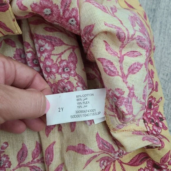 Utsa Kids Yellow Pink Floral Eyelet Bell Sleeve Dress 2Y NWT - Picture 7 of 8